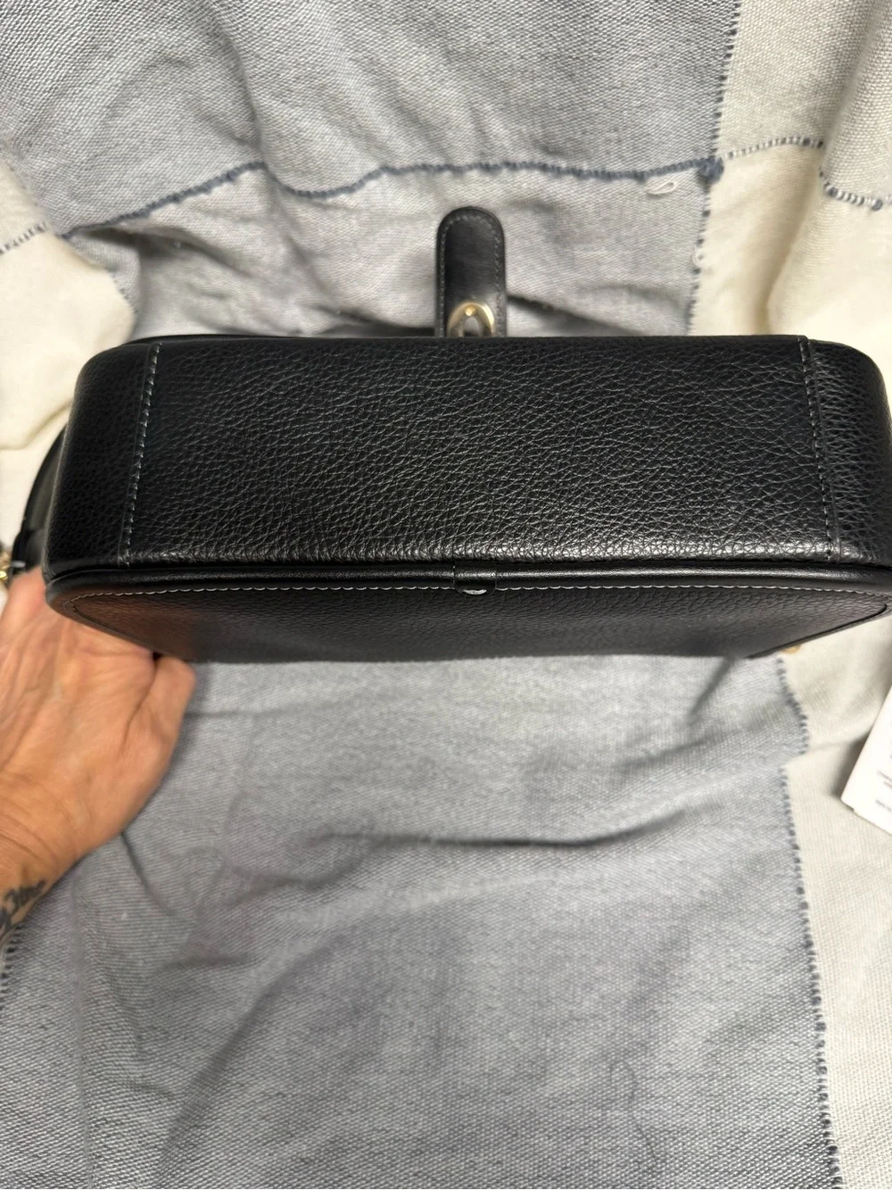 Coach Black Pebbled Leather  Shoulder/crossbody Bag with Gold Hardware